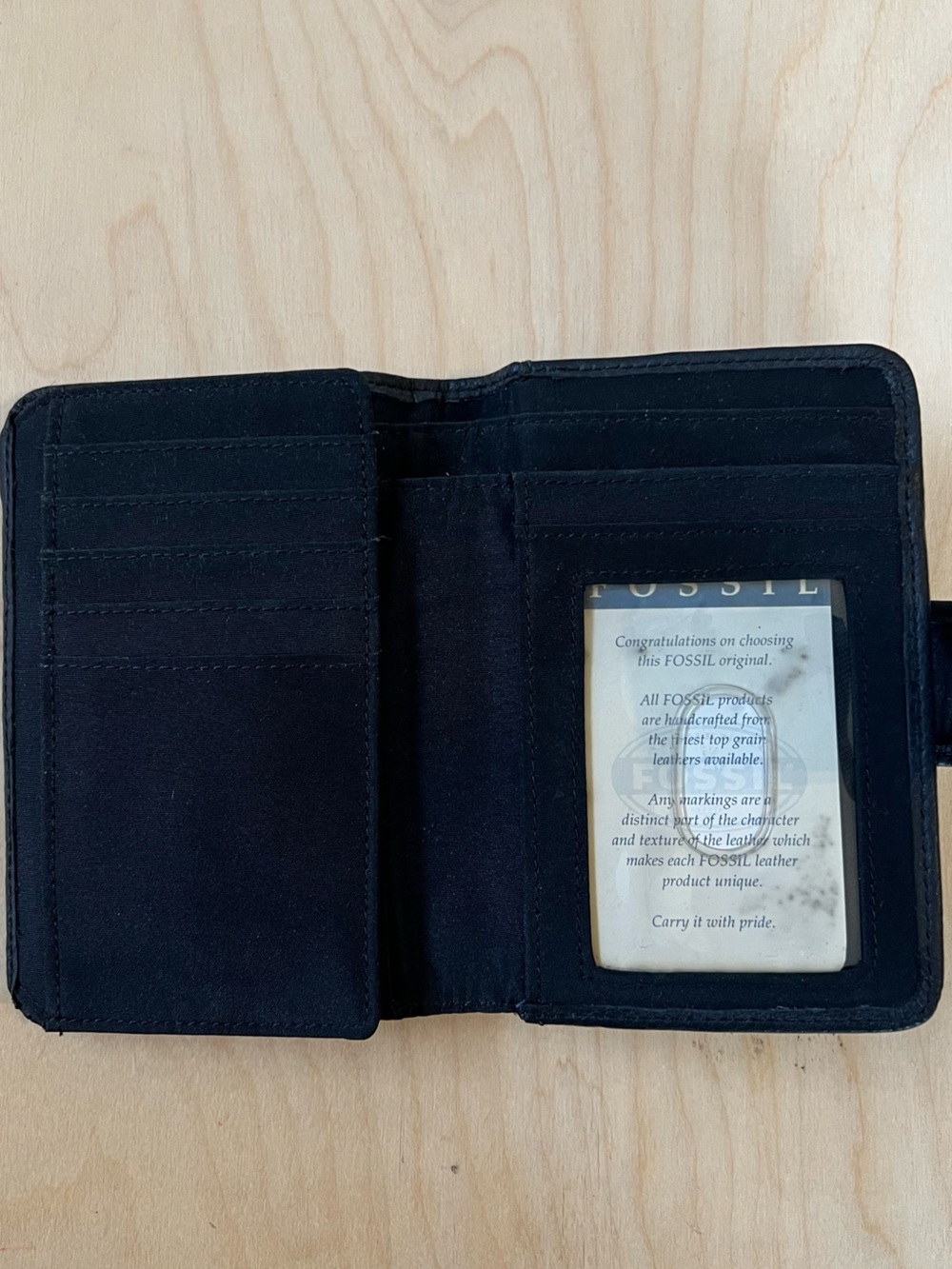 Fossil Classic Black Leather Snap Wallet - Picture 7 of 14